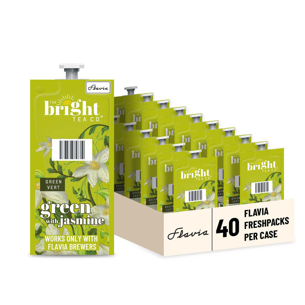 Flavia Bright Tea Co. Jasmine Green Tea Freshpack for a fragrant single-serve cup.