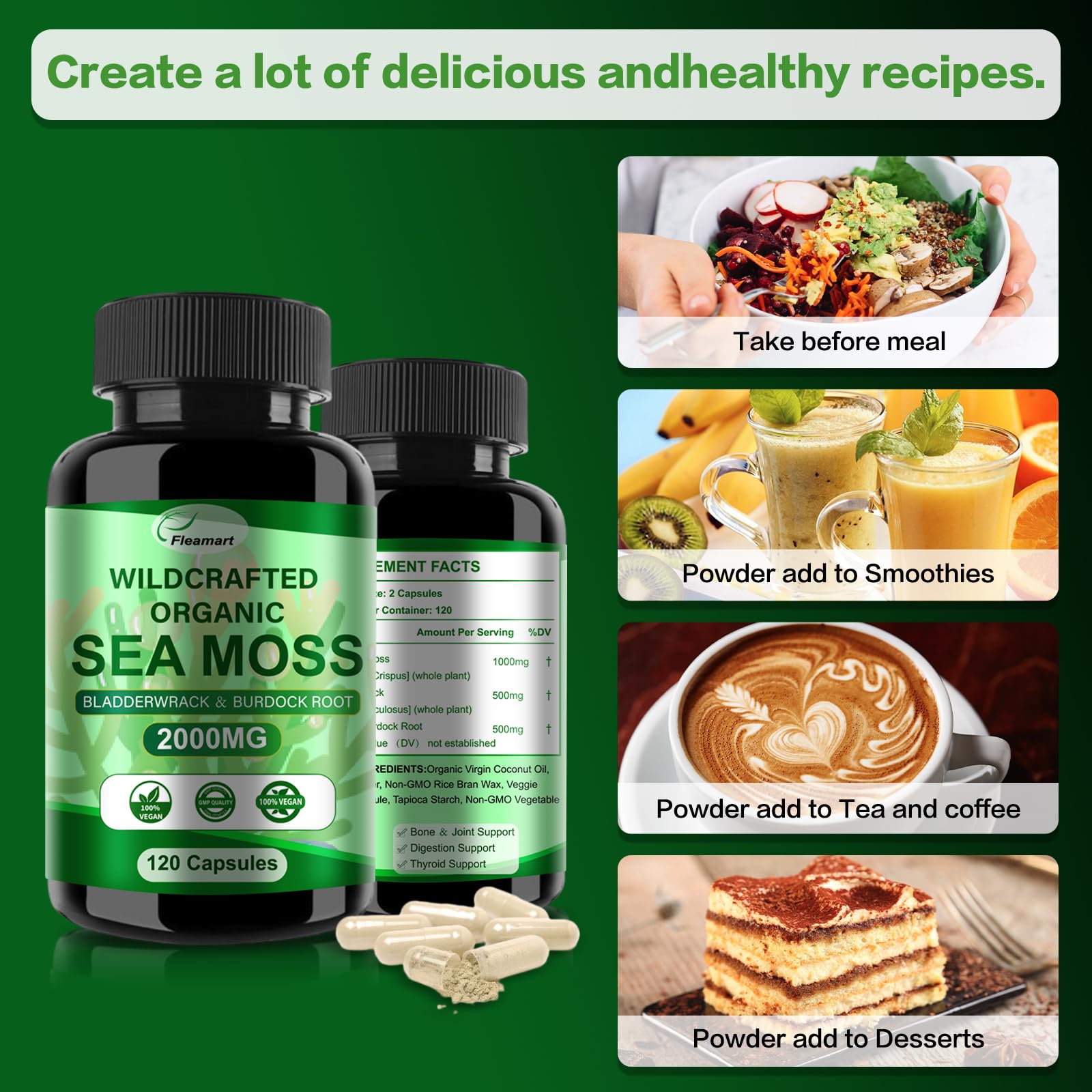 Fleamart burdock root capsules jar for easy daily use
