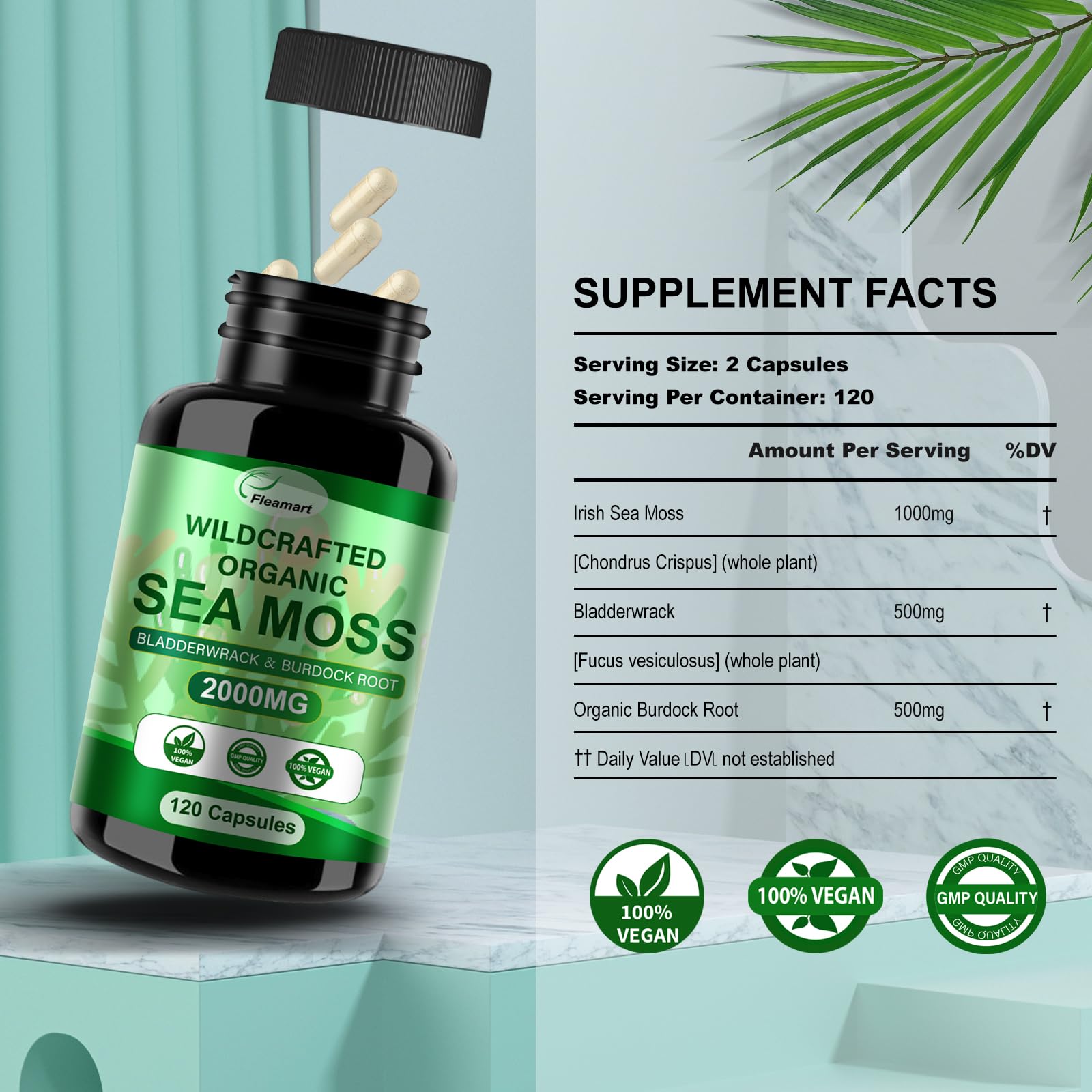Fleamart wildcrafted bladderwrack extract highlighting mineral content