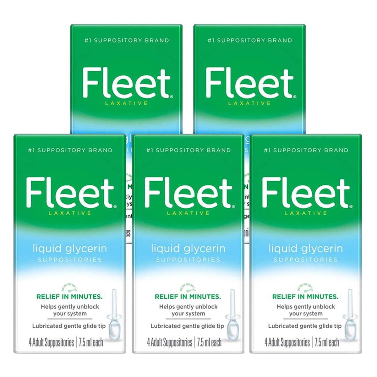 Fleet Liquid Glycerin Suppositories pack displayed for quick relief