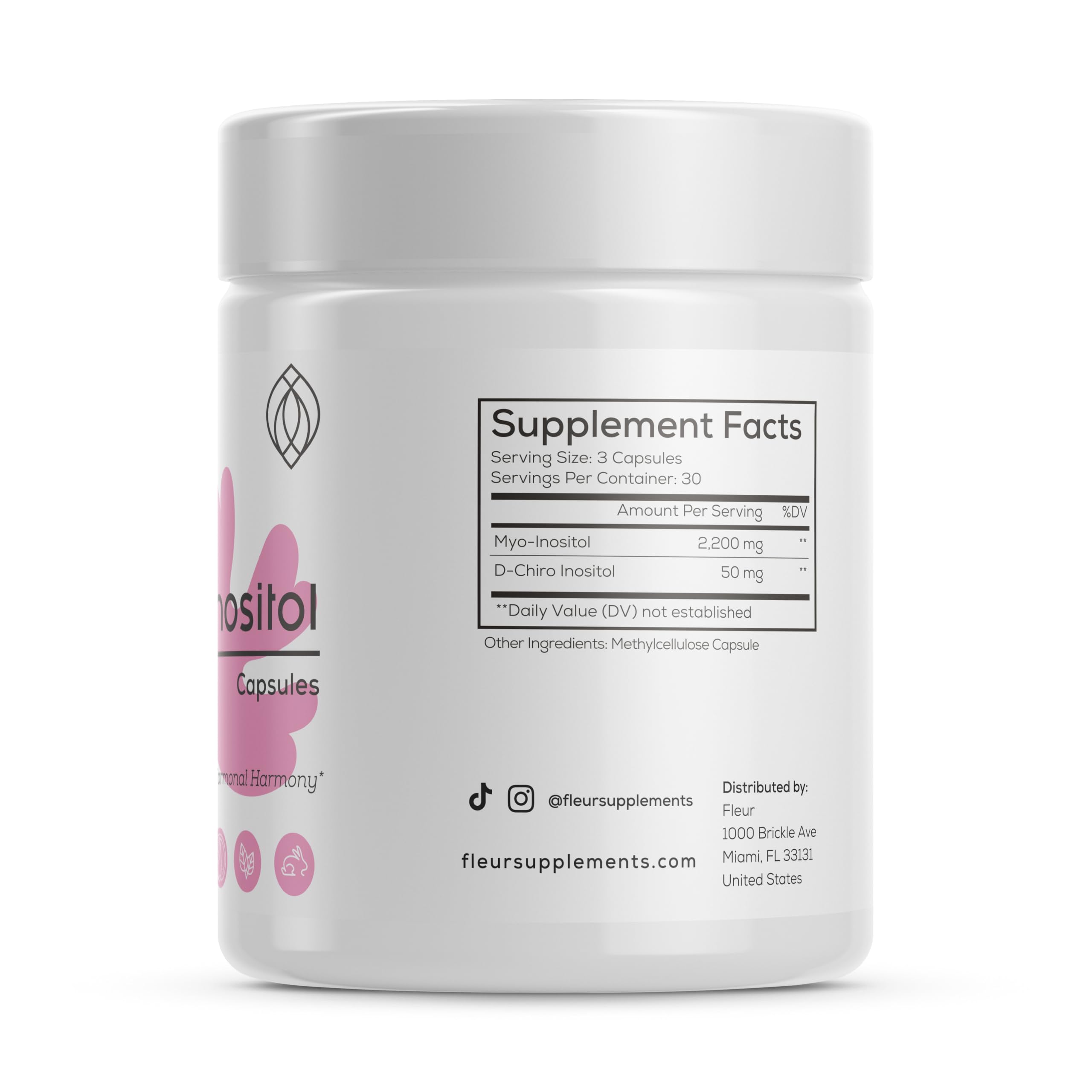 Fleur product shot on white counter conveys premium daily wellness routine
