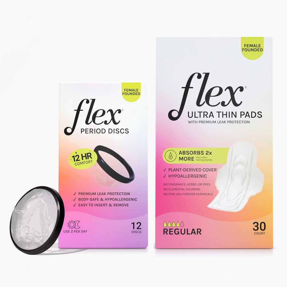 Flex Ultra Thin Pads highlight exceptional absorbency for daily comfort.