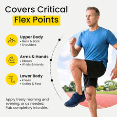 Knee area massage with Flexcin Motion Lotion for mobility support.