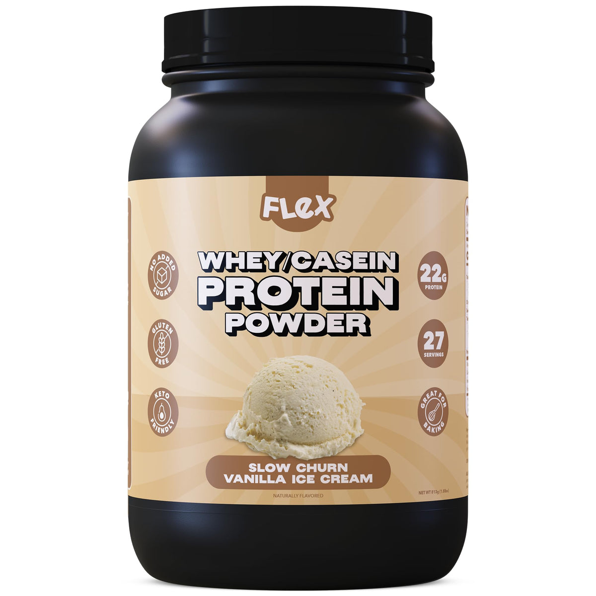 Flexible Dieting Lifestyle Flex Whey Vanilla scoop in a shake for quick protein