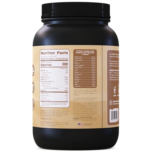 Flexible Dieting Lifestyle Flex Whey Vanilla powder poured into a glass