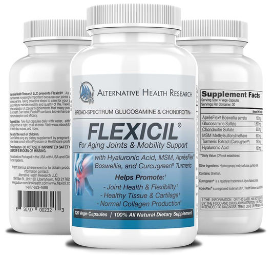 Flexicil capsules close-up highlighting vegetarian design for daily use and support.