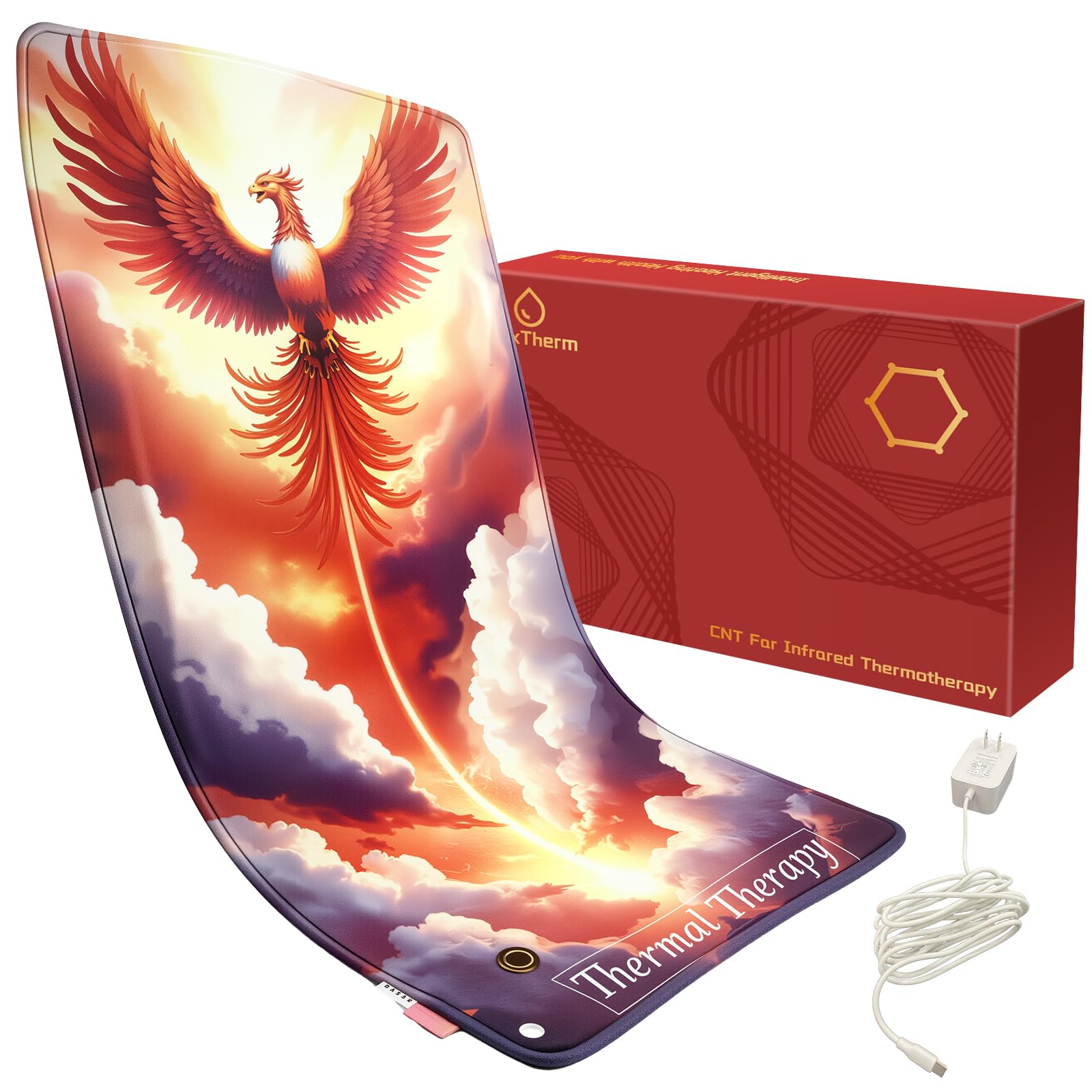 FlexTherm extra-large heating pad laid flat showing full-back coverage for comfort