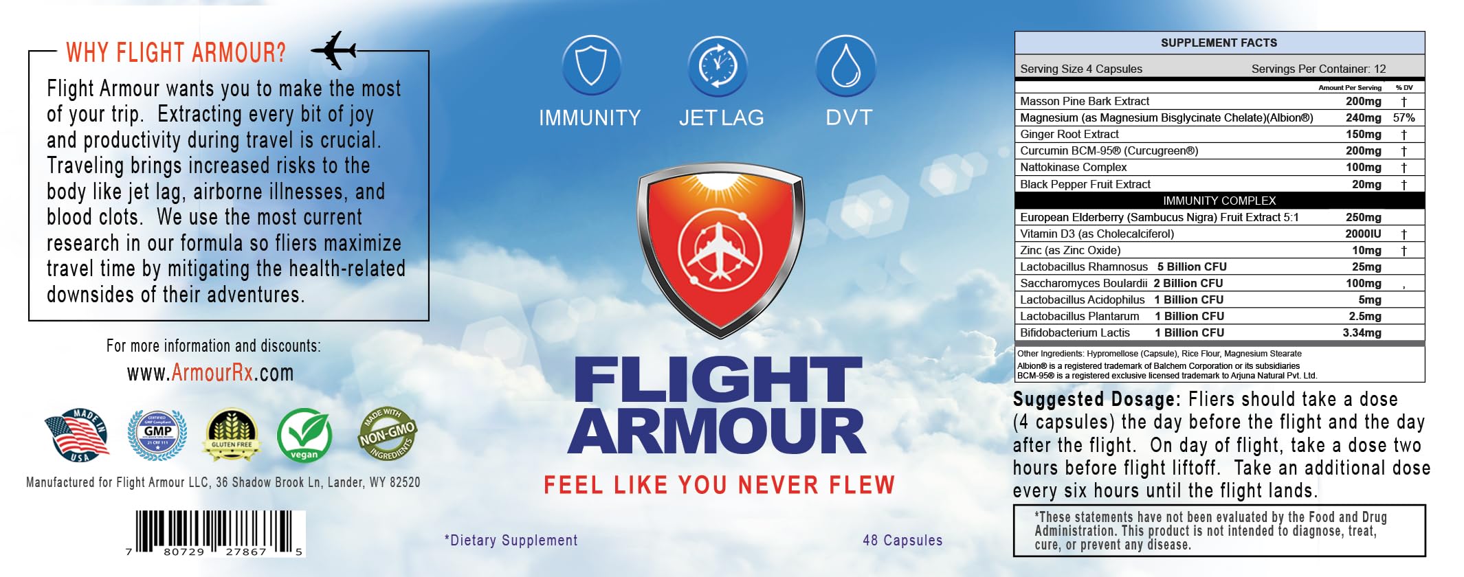 Flight Armour capsules with water for simple daily use while abroad.
