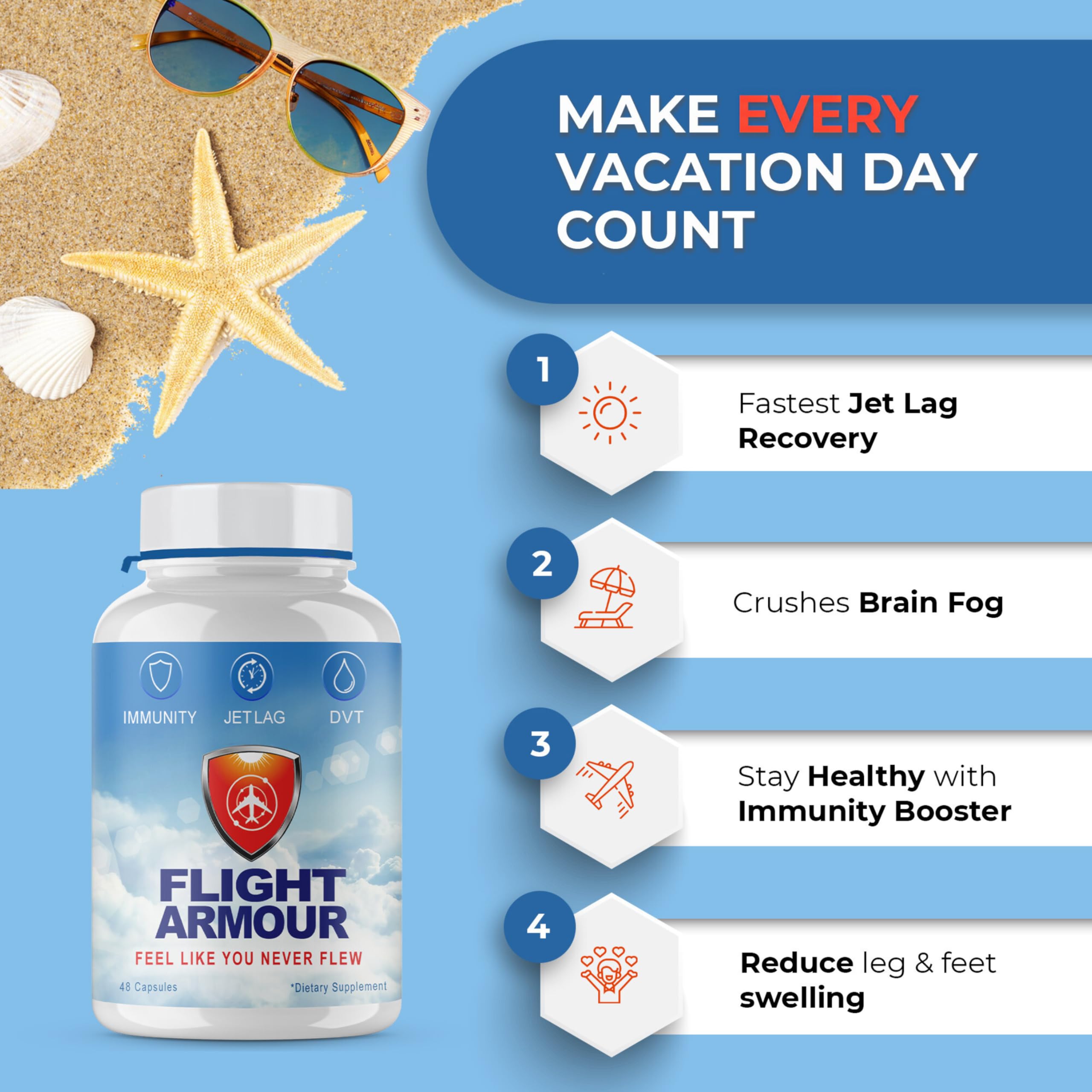 Flight Armour pine bark extract capsules highlighting a key jet lag support ingredient.