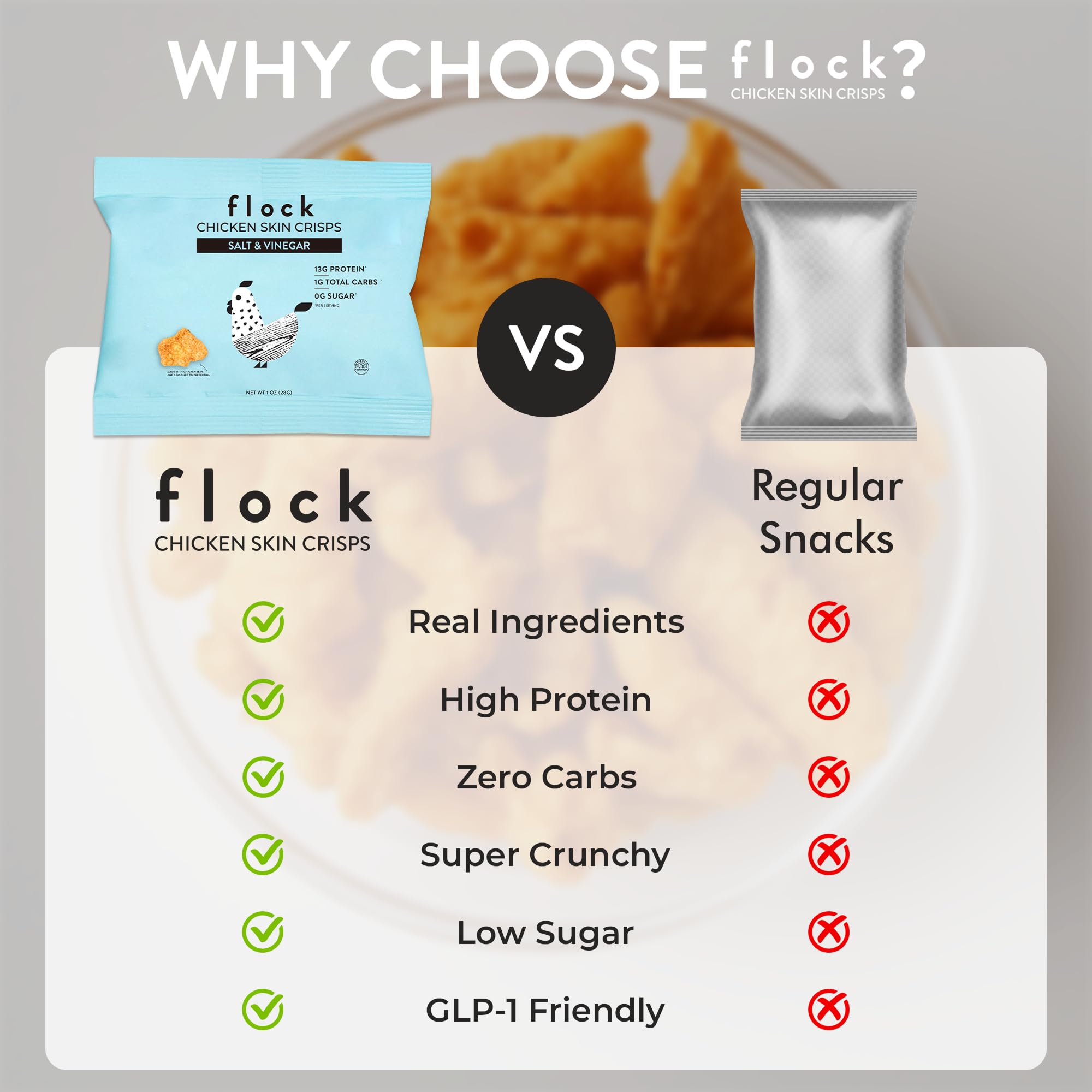 Flock Keto Chicken Skin Chips family-size four-pack ready for sharing.