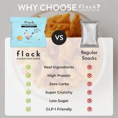 Flock Keto Chicken Skin Chips family-size four-pack ready for sharing.