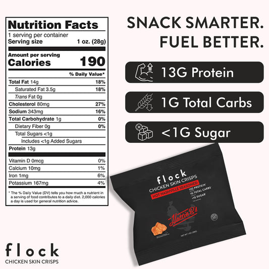 Flock Nashville Hot chips close-up, crispy texture for keto snacking