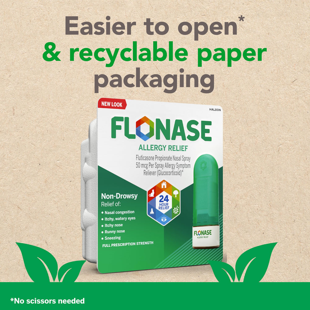 Flonase indoors and outdoors relief against pollen, dust, and dander.