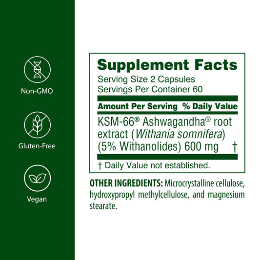 Close-up of Flora Ashwagandha KSM-66 capsules for daily calm.