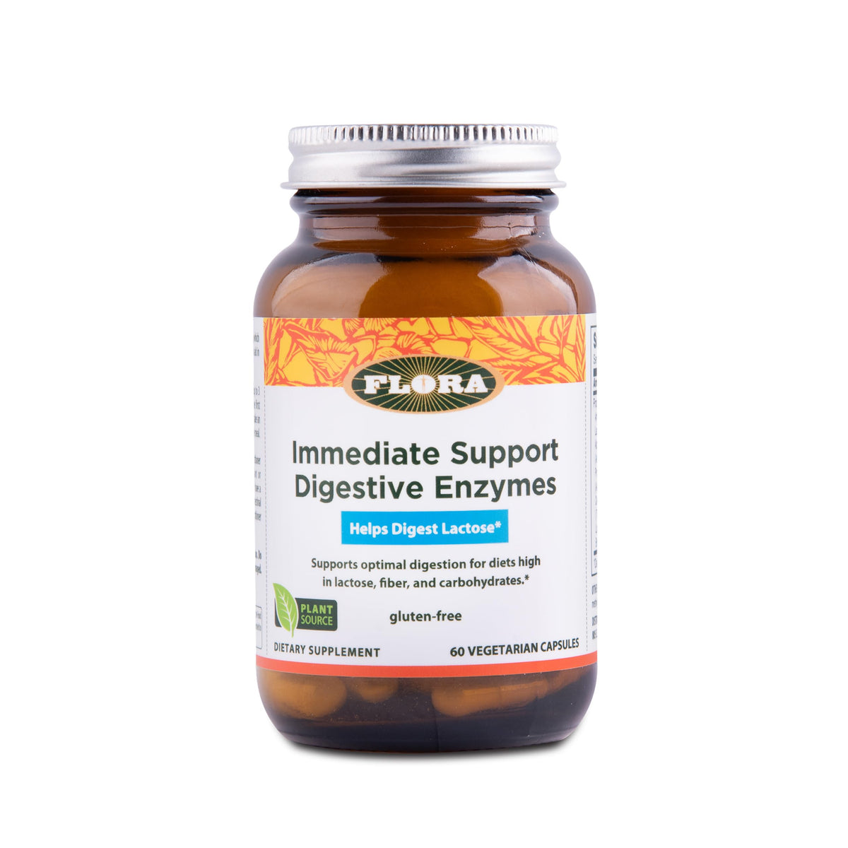 Flora Enzyme Blend bottle front showing vegetarian formula for digestive support