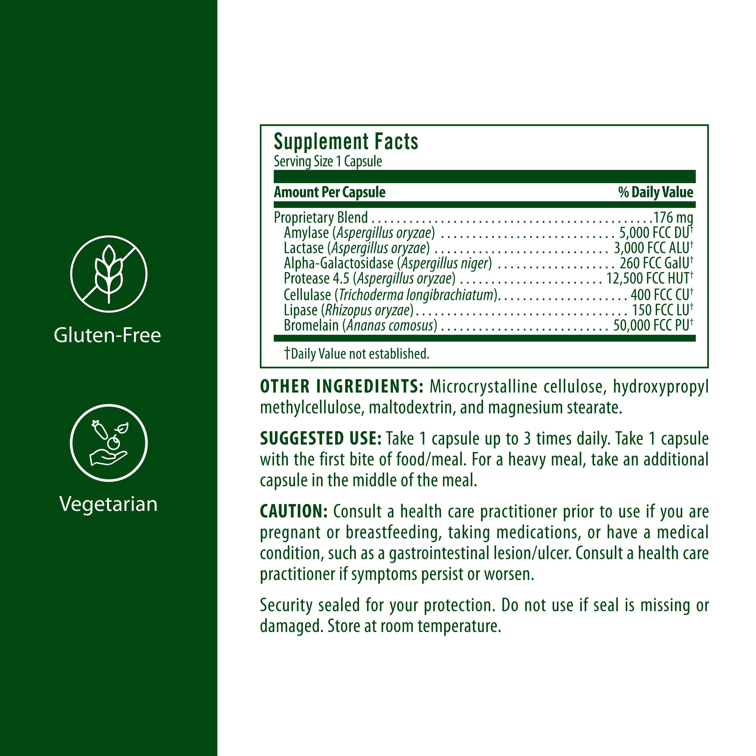 Flora Enzyme Blend capsules close-up highlighting seven enzymes for digestion