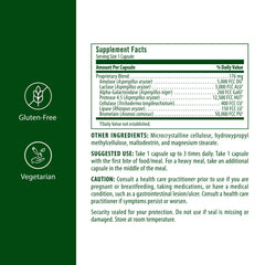 Flora Enzyme Blend capsules close-up highlighting seven enzymes for digestion