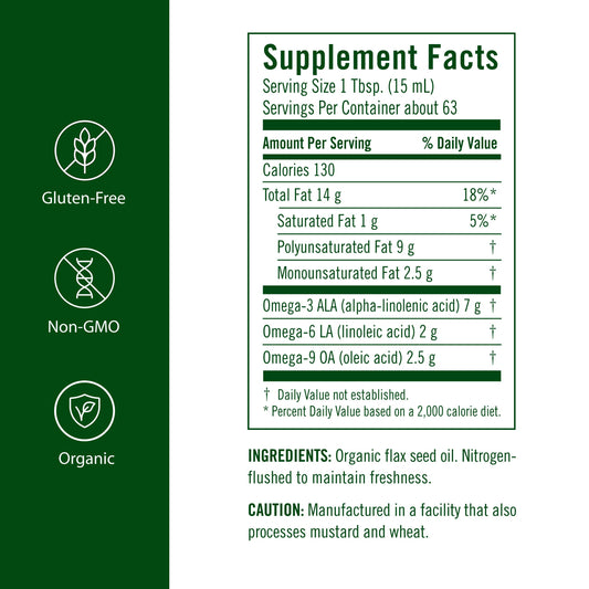 Flora Flax Oil in amber glass bottle highlights premium storage and freshness