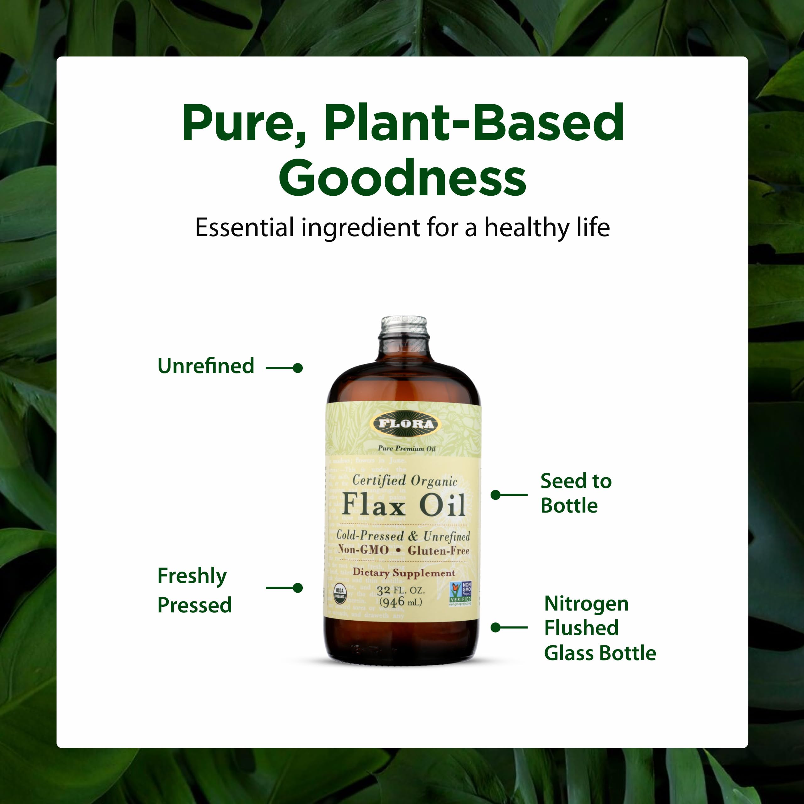 Flora Flax Oil organic and non-GMO for clean nutrition