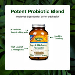 Flora probiotic label closeup highlights multi-strain blend.