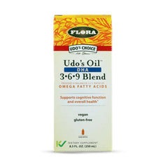 Flora Udo's Oil Balance bottle ready for daily omega supplementation.
