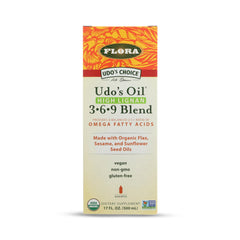 Flora Udo's Choice High Lignan bottle shows balanced omega fats for daily nutrition.