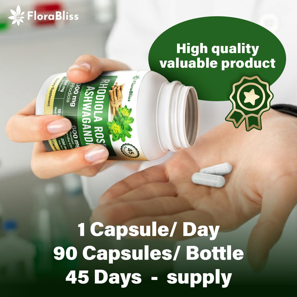 FloraBliss L-Theanine with BioPerine capsule close-up highlighting enhanced absorption.