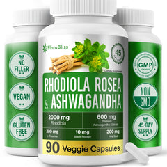 FloraBliss Rhodiola Rosea bottle front for daily balance.