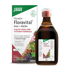 Floradix Floravital Liquid Iron bottle pour for easy daily dosing
