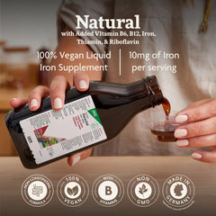 Floradix Floravital Liquid Iron glass bottle displayed for pure iron support
