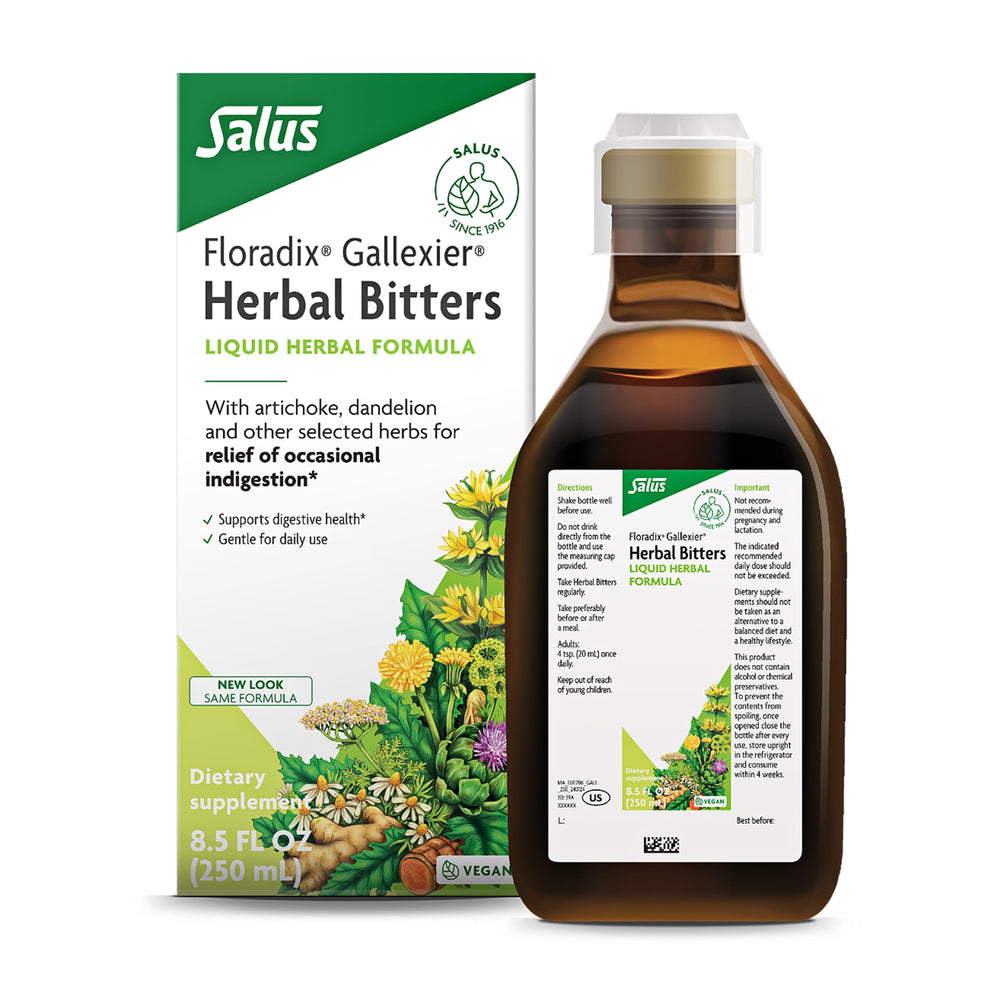Floradix Gallexier bottle pour for easy, gentle digestive support
