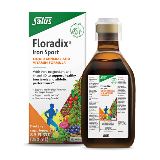 Floradix Iron Sport bottle shown ready for daily athletic nutrition