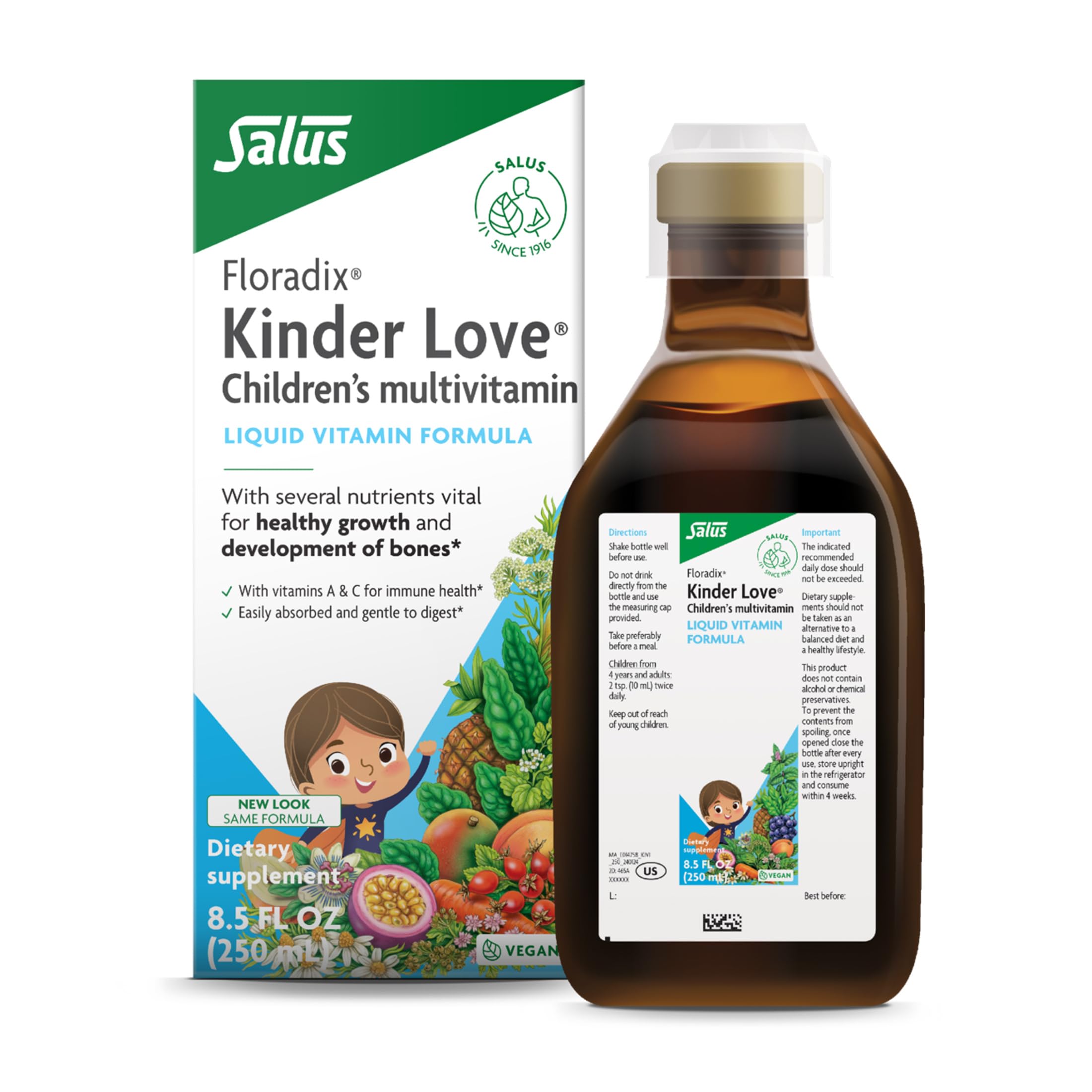 Floradix Kinder Love bottle front view for daily kids’ vitamin routine