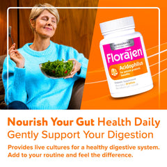 Florajen Acidophilus 20B CFU capsules emphasize overall health support.