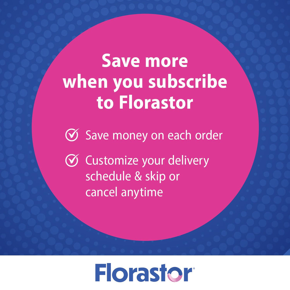 Florastor packaging and label detail highlighting vegetarian and gluten-free ingredients.