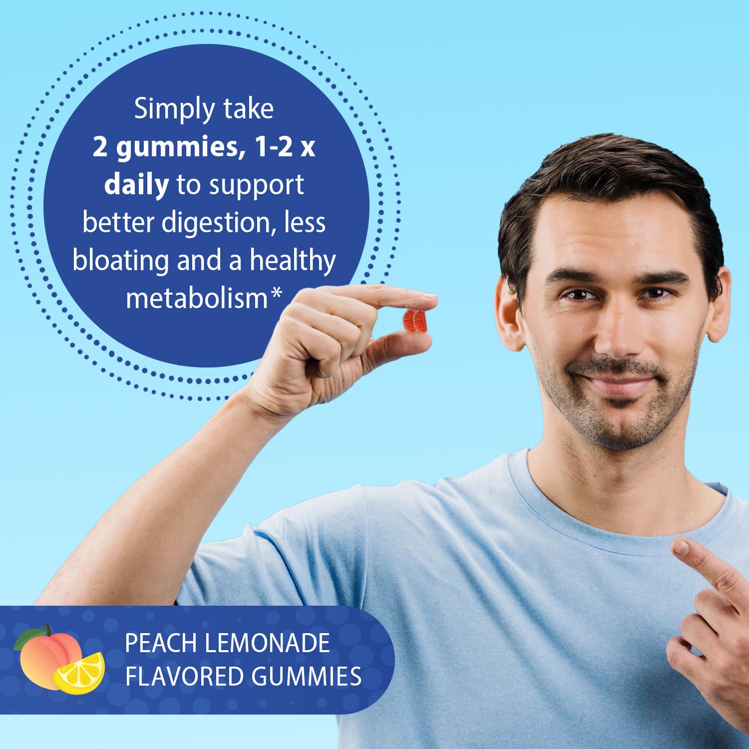 Florastor gummies ingredients page highlighting inulin prebiotic fiber for gut nourishment.