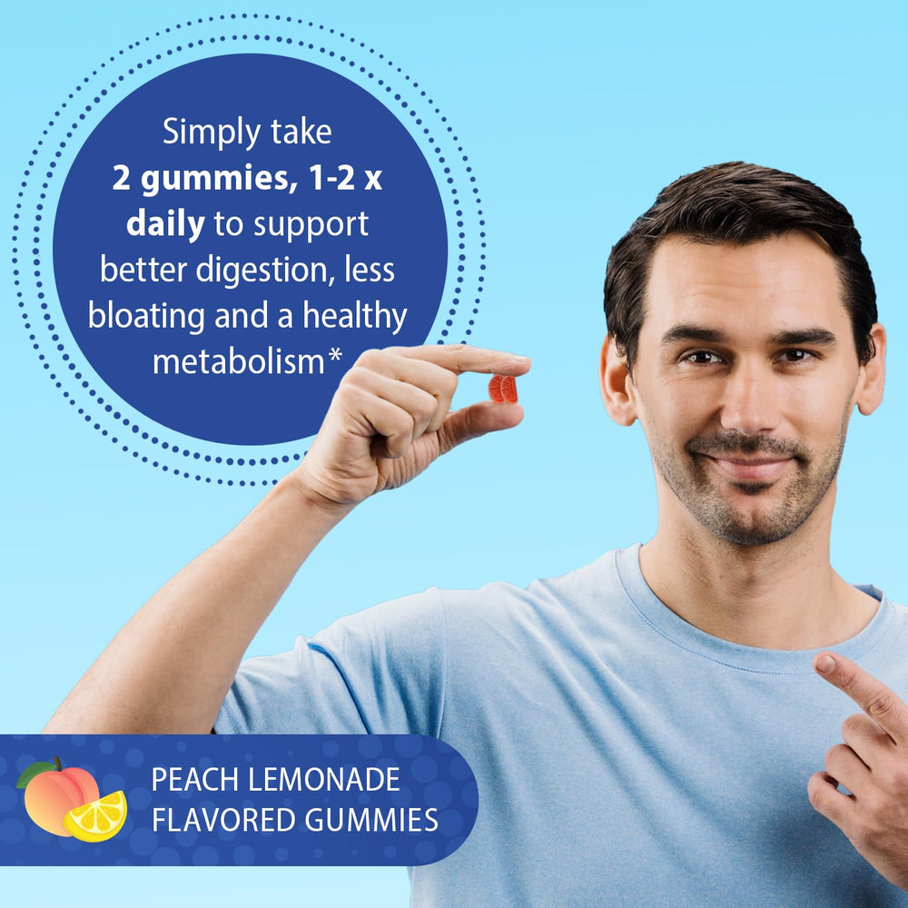 Florastor gummies ingredients page highlighting inulin prebiotic fiber for gut nourishment.