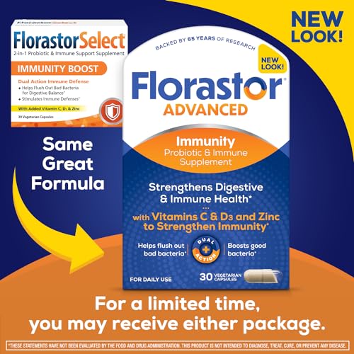 Close-up of Florastor Select capsules highlighting vegetarian, gluten-free formulation.