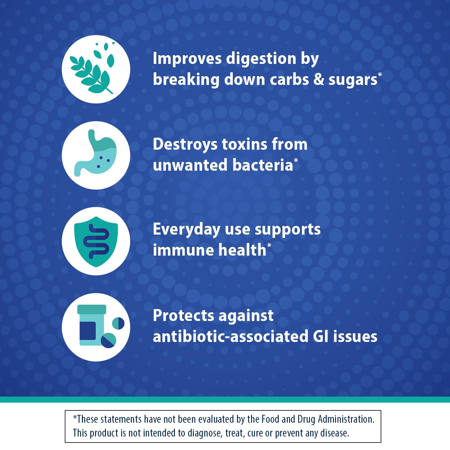 Graphic illustrating immune support and digestive balance from Florastor Select Pro+