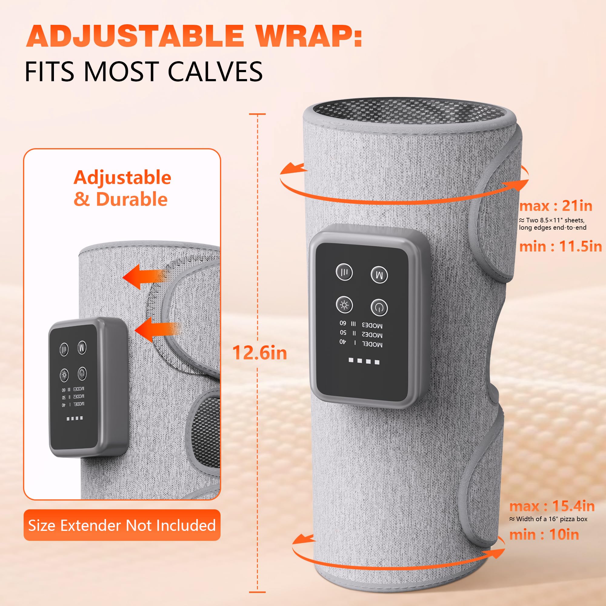 Calf coverage fits 11.5–21 inches for a broad user range.