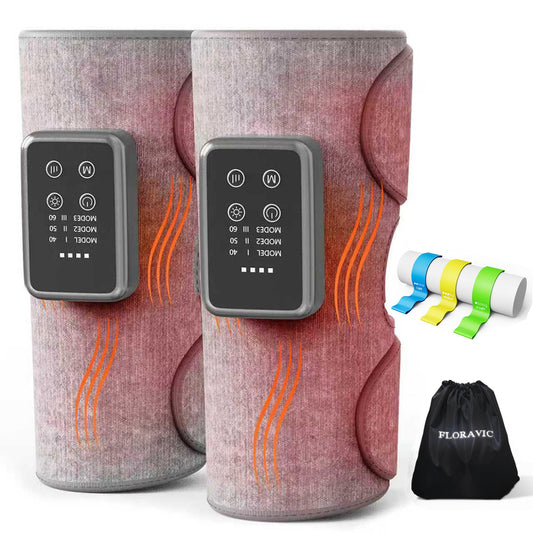 FLORAVIC cordless leg massager with heat wrap comforts tired legs after workouts.