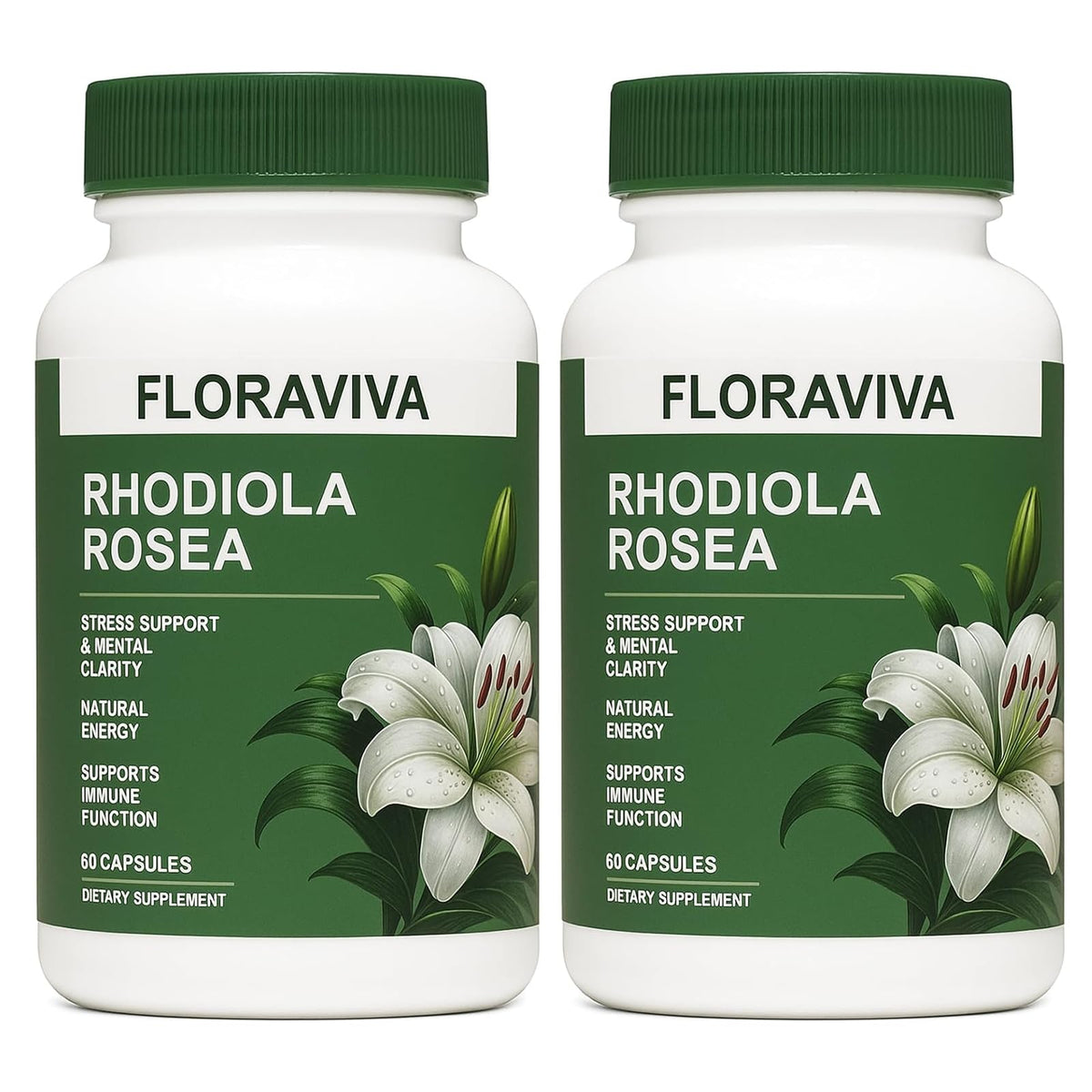Floraviva Rhodiola capsules bottle for daily focus and calm energy