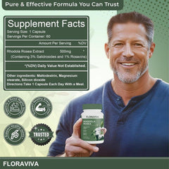 Floraviva Rhodiola label close-up showing standardized extract