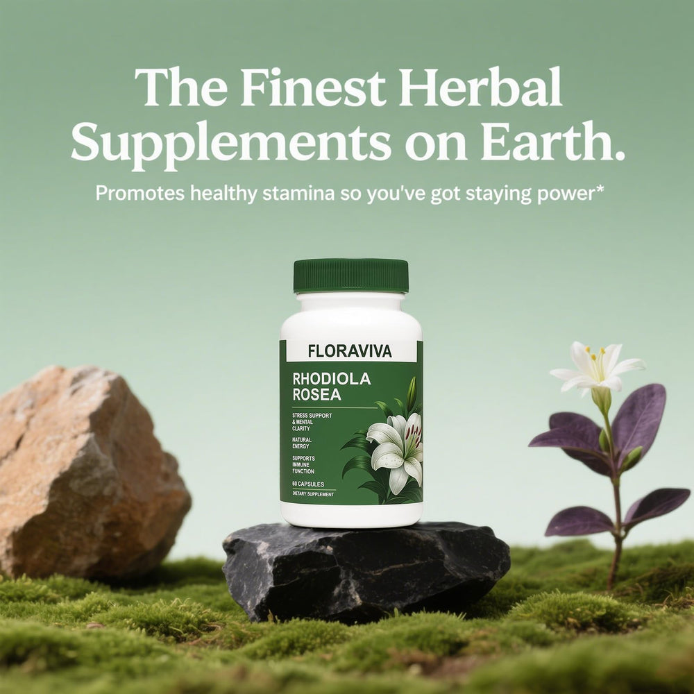 Floraviva Rhodiola pills close-up with 500 mg dosage