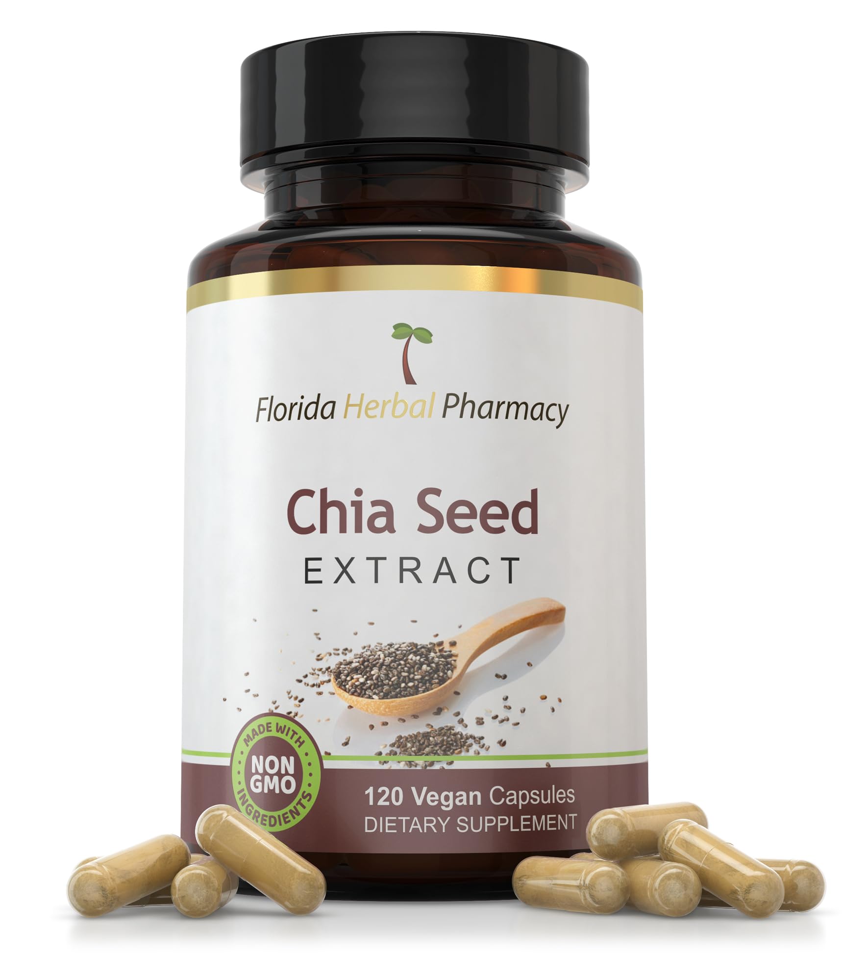 Florida Herbal Pharmacy chia seed extract bottle for convenient daily supplementation.