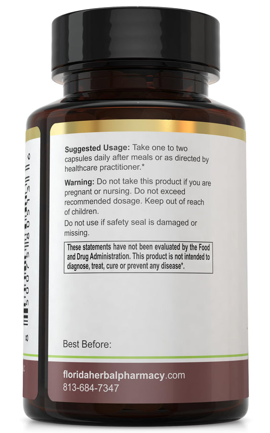 Florida Herbal Pharmacy chia seed extract capsules close-up for easy swallow.