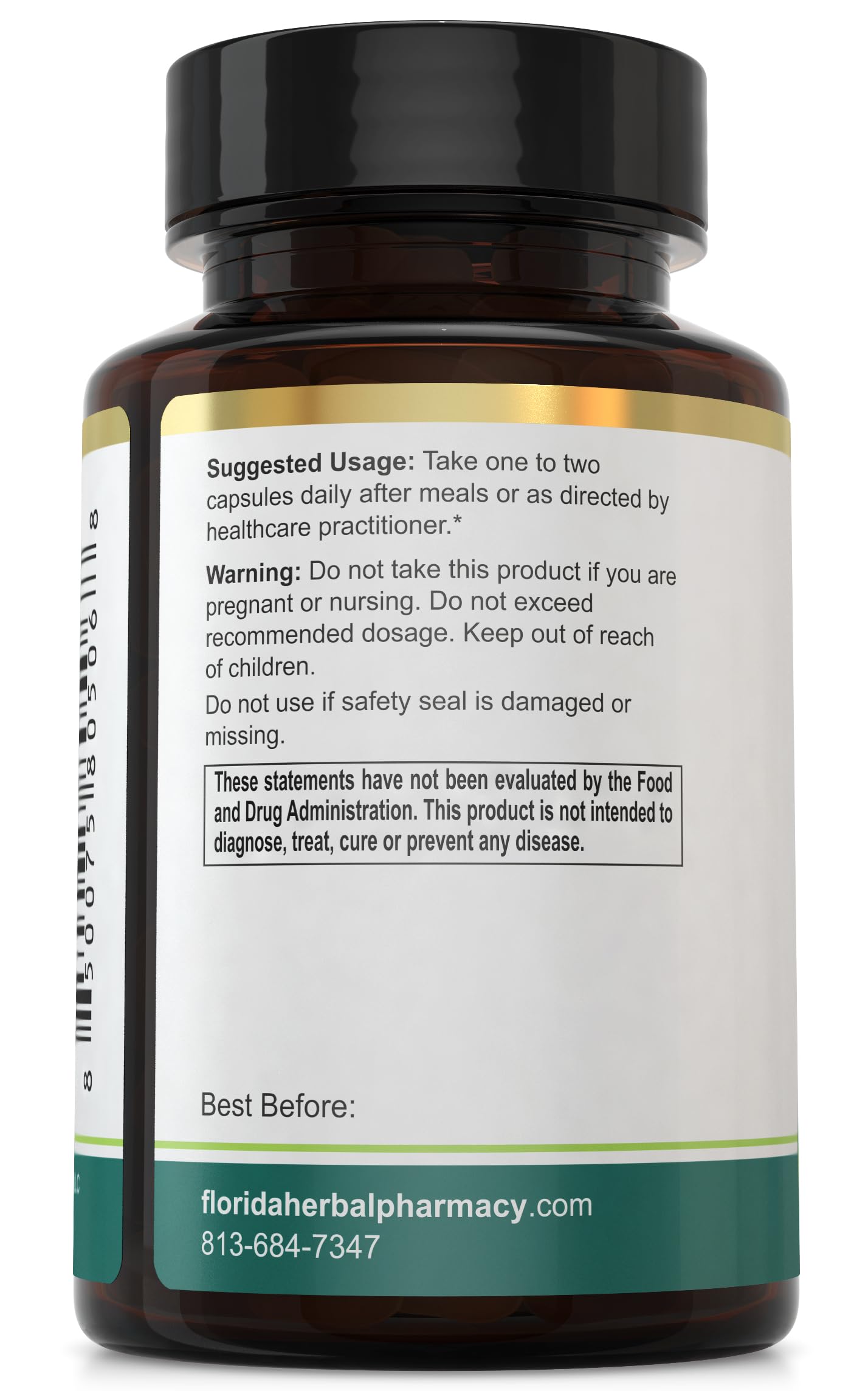 Florida Herbal Pharmacy Hintonia Latiflora capsules close-up, showing convenient daily dosing.