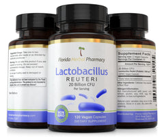 Florida Herbal Pharmacy Lreuteri capsules close-up on blister pack for on-the-go use