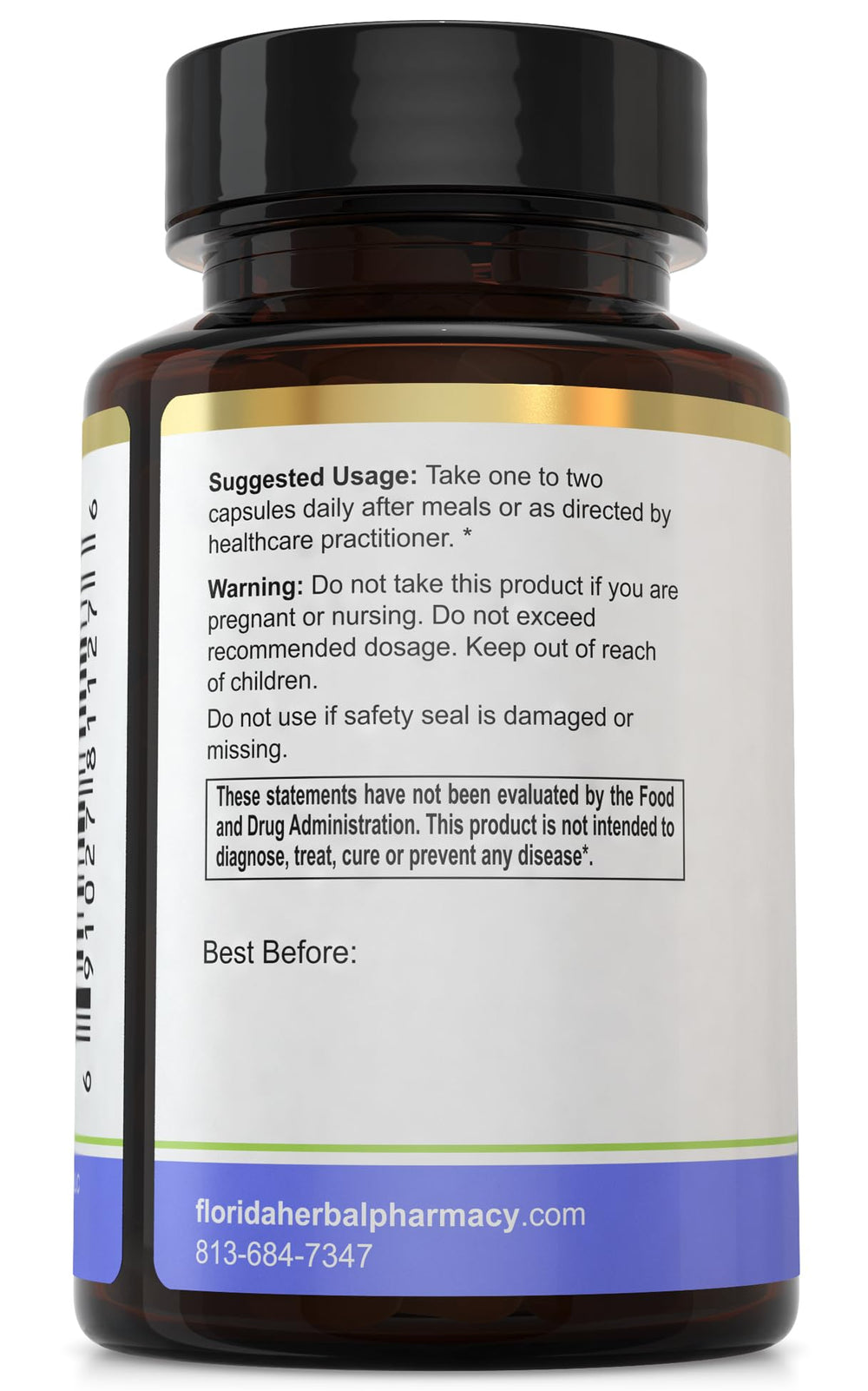 Florida Herbal Pharmacy Lreuteri capsules close-up emphasizing easy daily dosing