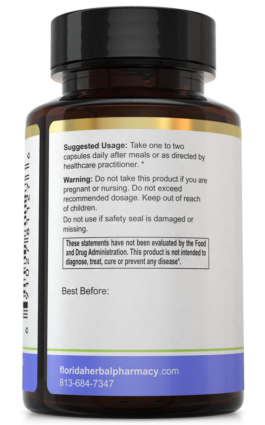 Florida Herbal Pharmacy Lreuteri capsules close-up emphasizing easy daily dosing